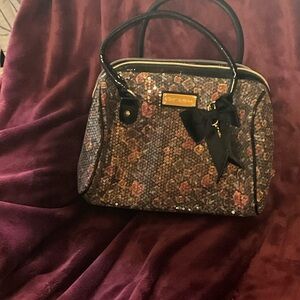 Betsey Johnson Floral Satchel with Black Bow